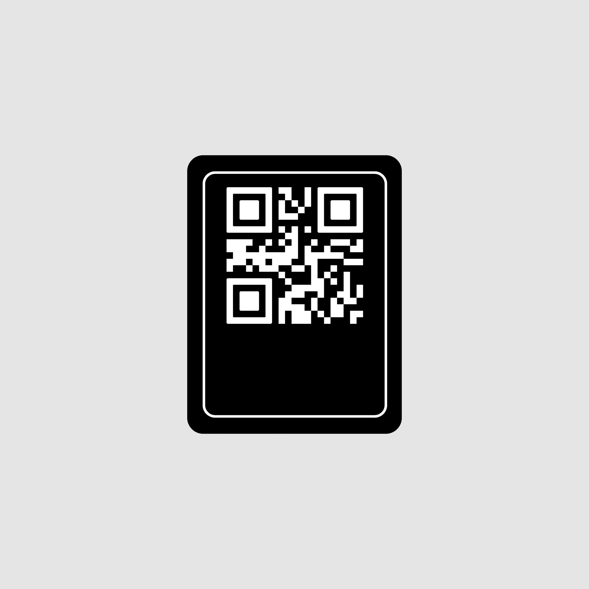 Sticker with a QR code on a black background