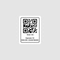QR code label with operator ID on a gray background