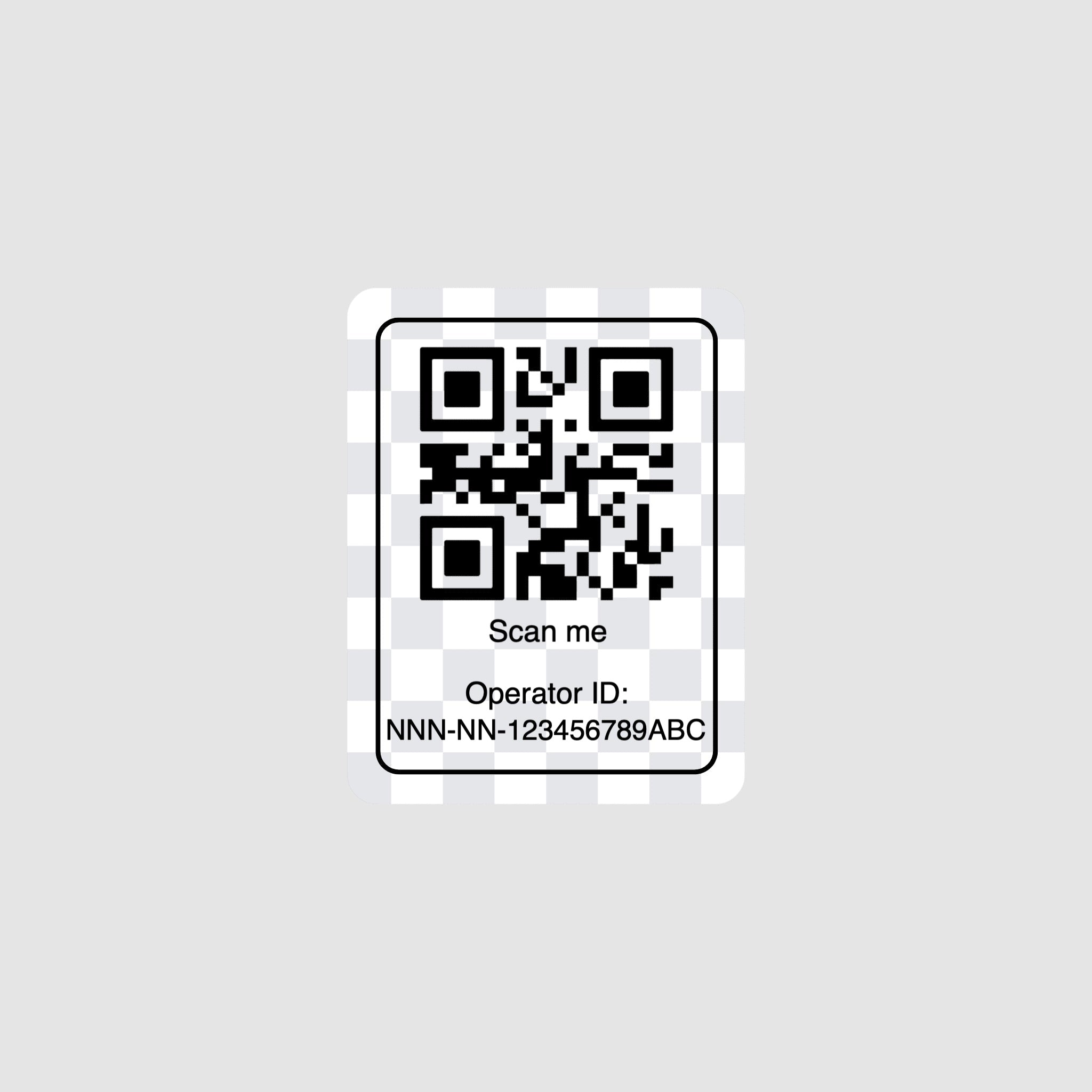 QR-Aufkleber mit Drohnen-ID
